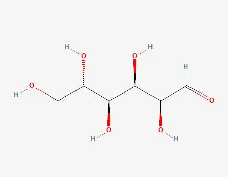 The structure of L-glucose (left)  (image adapted from PubChem)